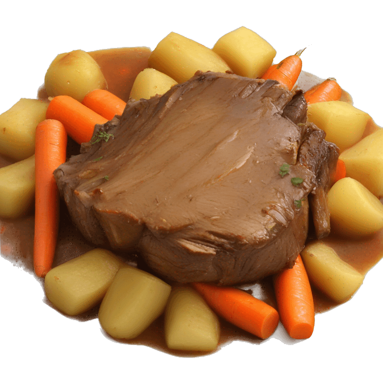 pot roast with gravy over potatoes with carrots  emoji