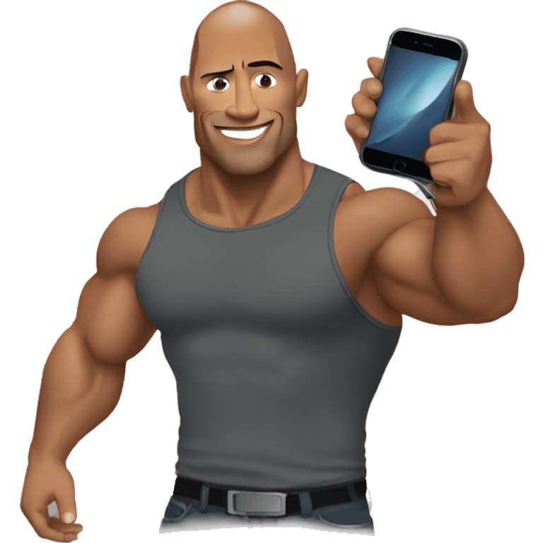 the rock holding an iphone emoji