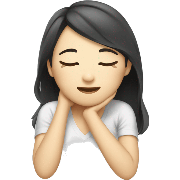 Positive Asian girl have good sleep emoji