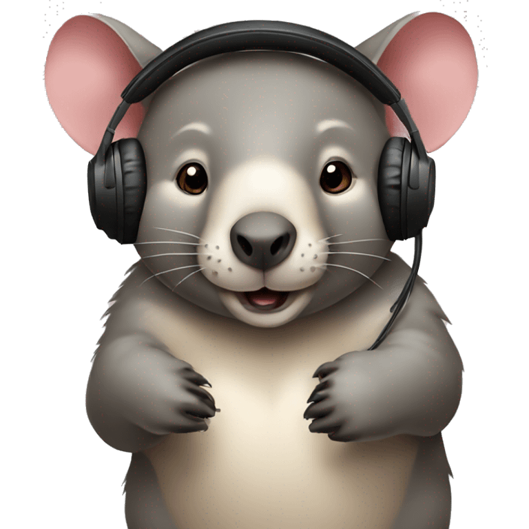 Wombat with headphones as an iphone emoji emoji