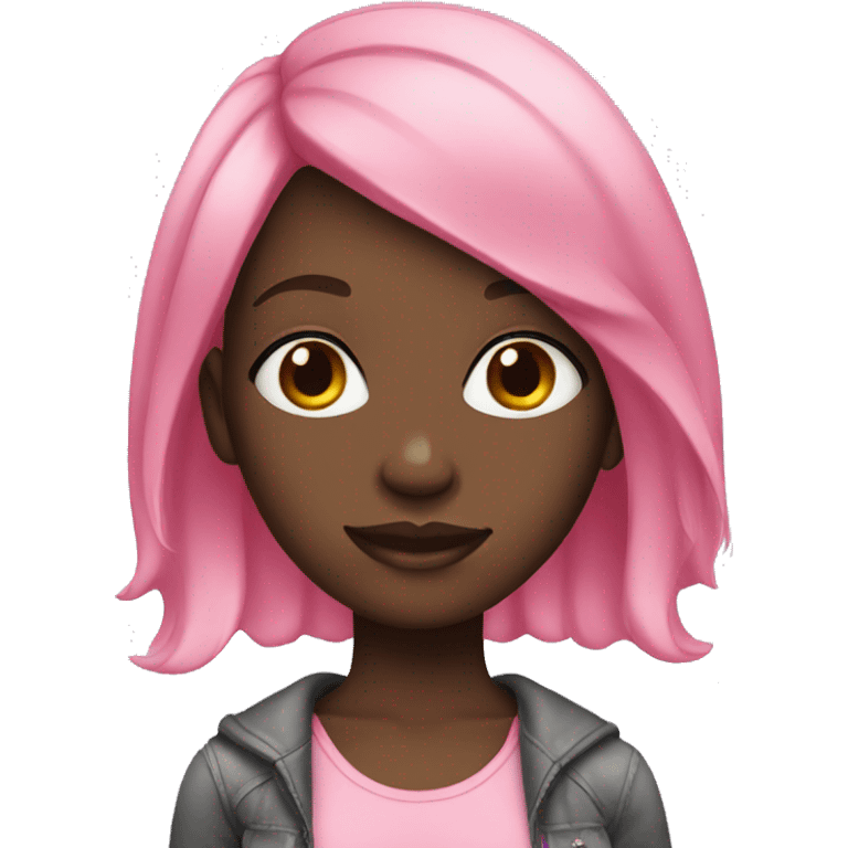 black girl with pink hair emoji