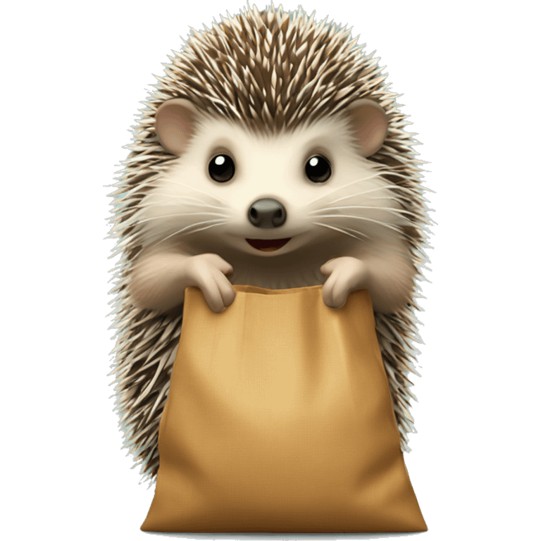 hedgehog with a bag emoji