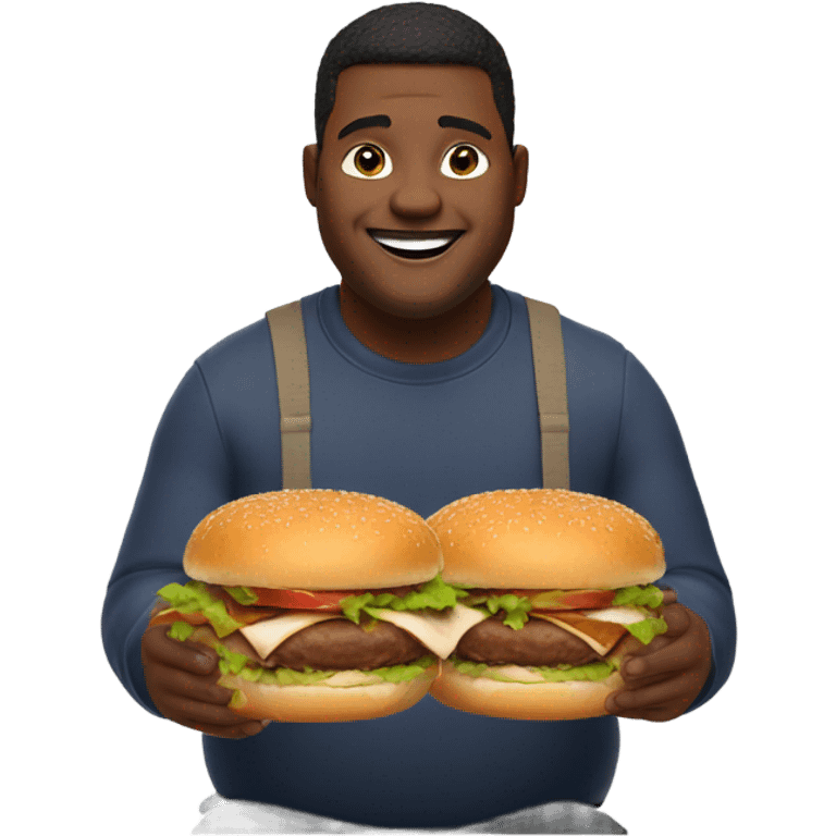 Fat guy eating a turkey burger emoji