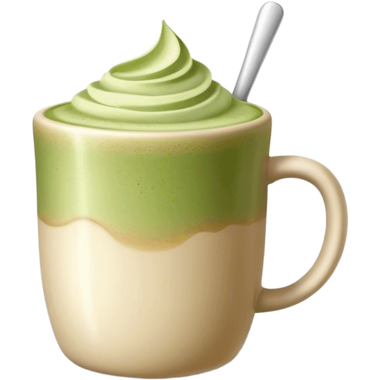 realistic Matcha latte in realistic beige colored mug emoji