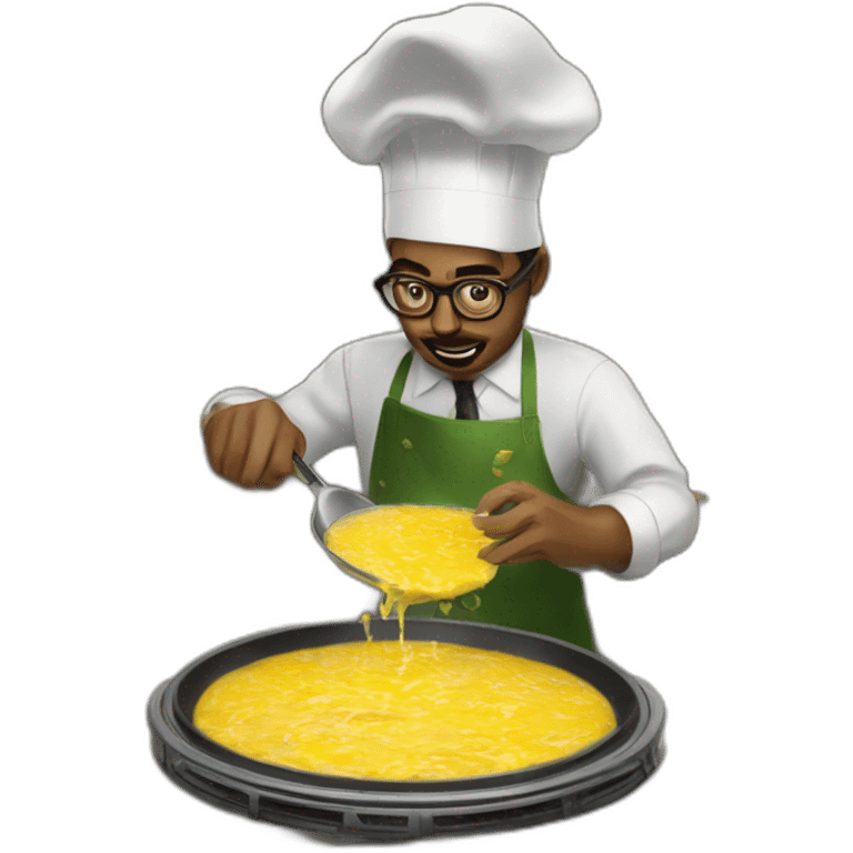 Eldritch horror cooking an omelette emoji