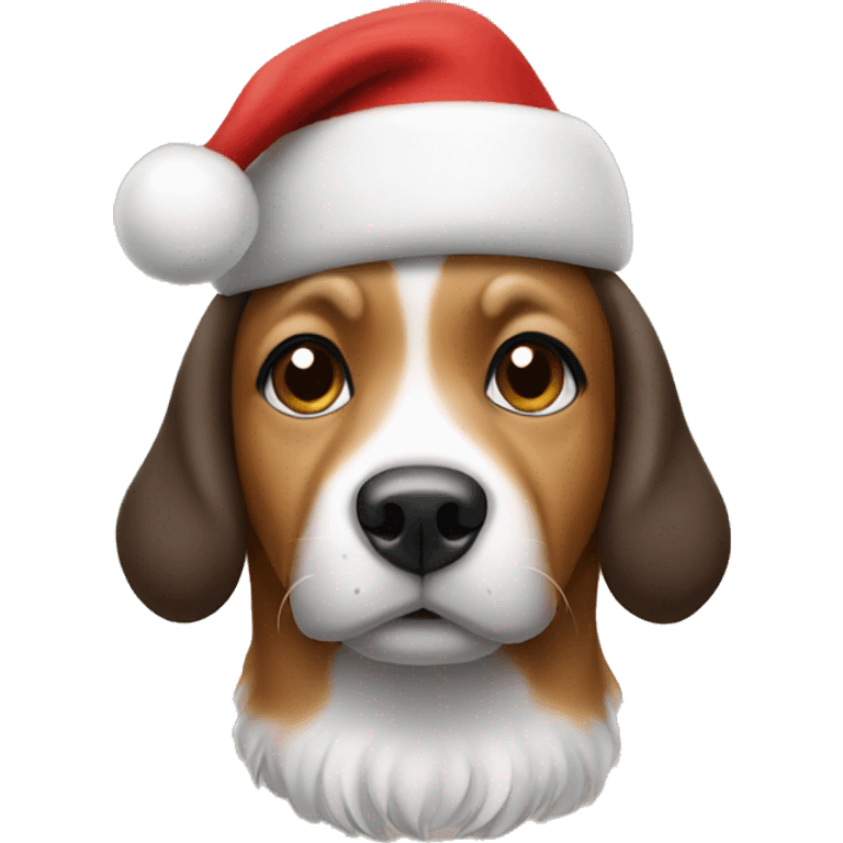 Dog wearing a Christmas hat emoji