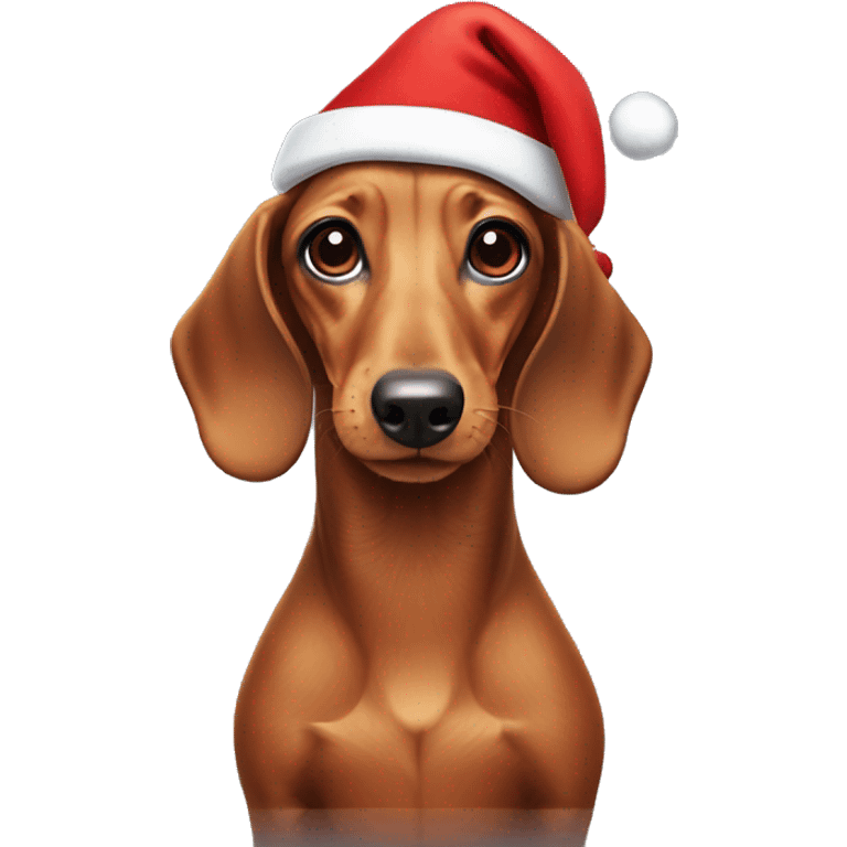 Dachshund wearing a Santa hat emoji