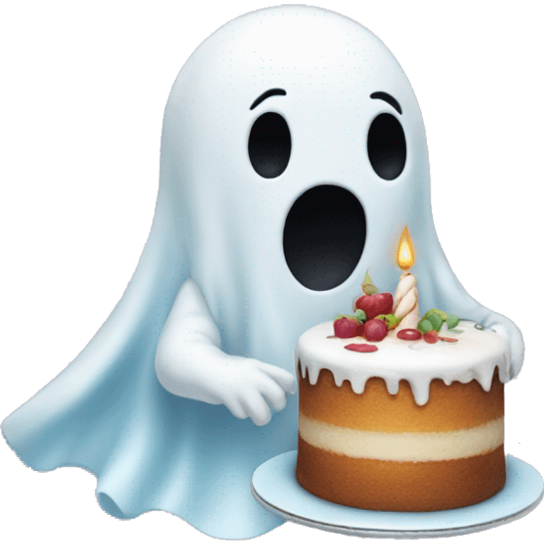 ghost with cake emoji