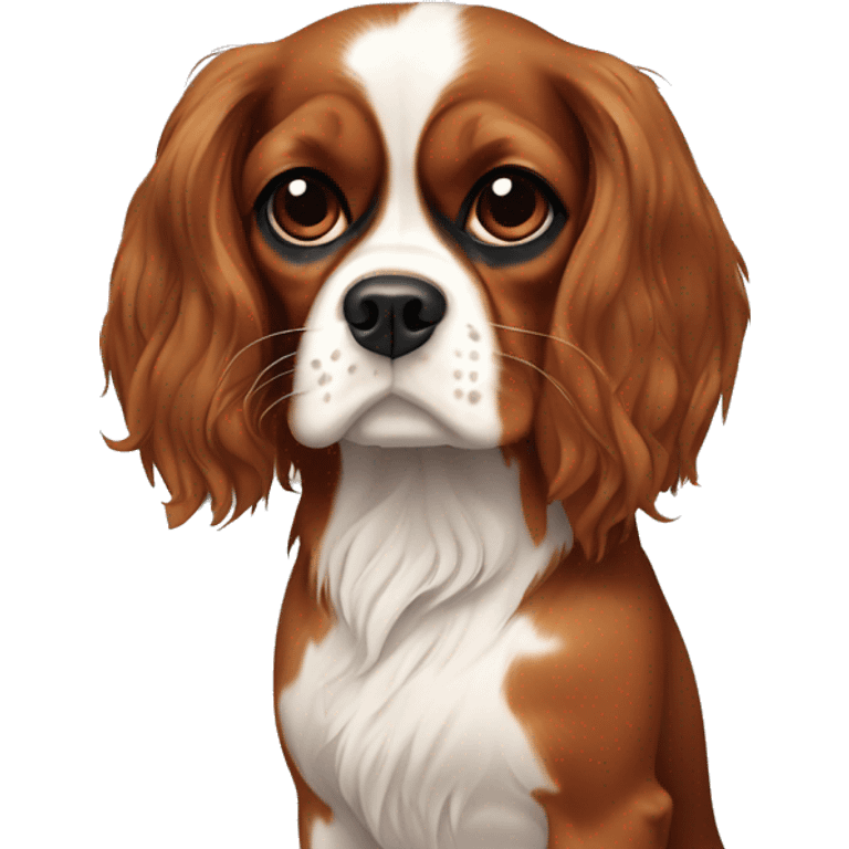 Cavalier King Charles spaniel and brunette girl with scars and eyes emoji