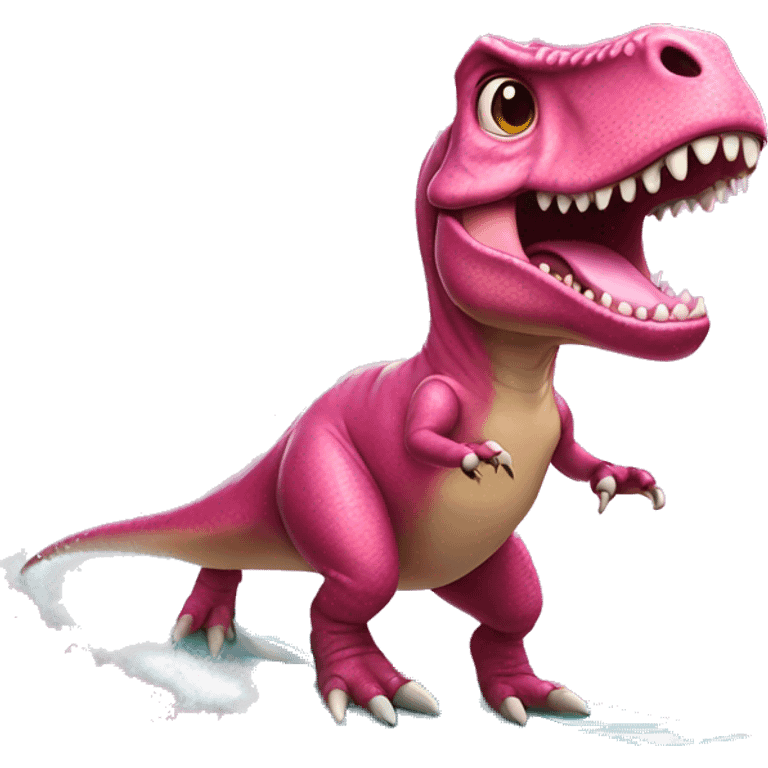 pink t rex surfing emoji