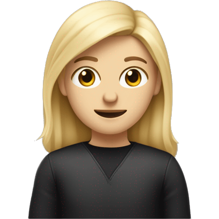 Une fille blonde qui fait un câlin à un homme métisse clair cheveux noir  emoji