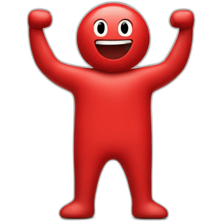 Red M with a face on it and arms and legs emoji