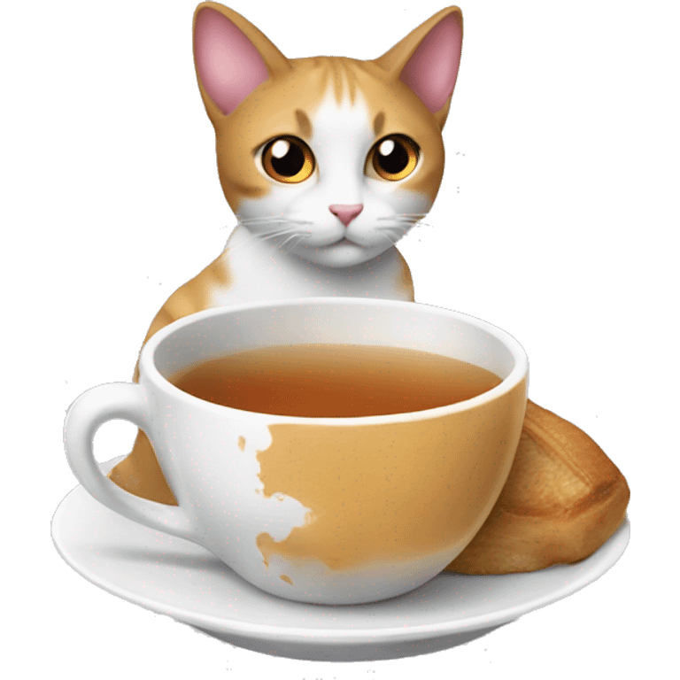 gato en parís tomando té emoji