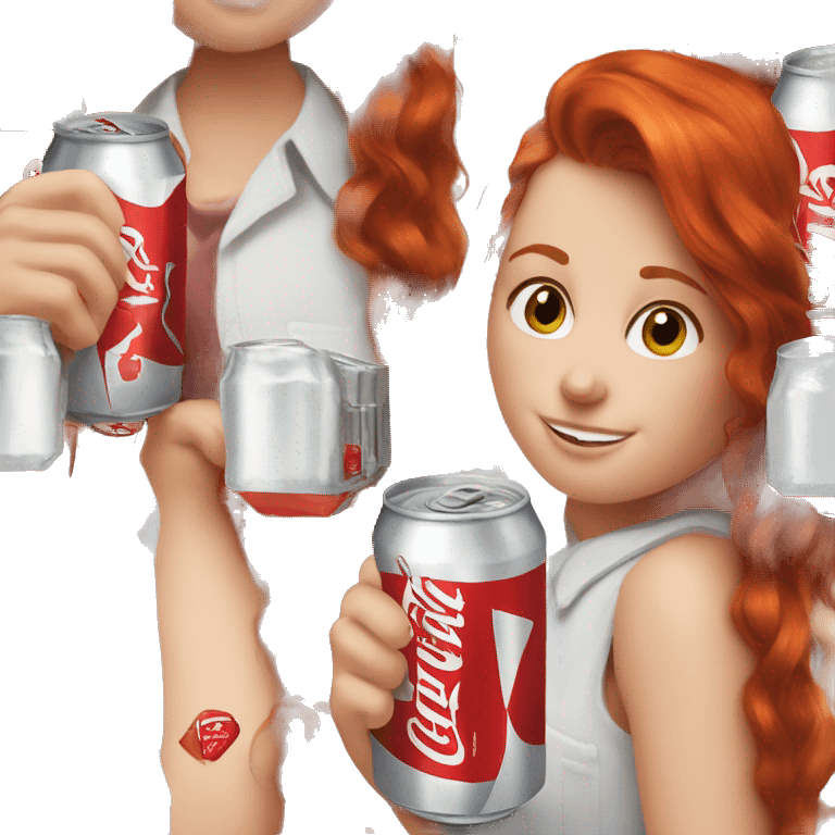 Redhead girl drinking Diet Coke emoji