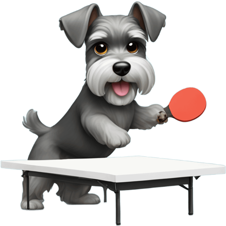 Miniature schnauzer playing ping pong emoji