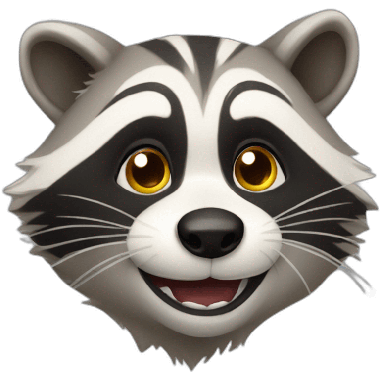 a cheerful raccoon emoji