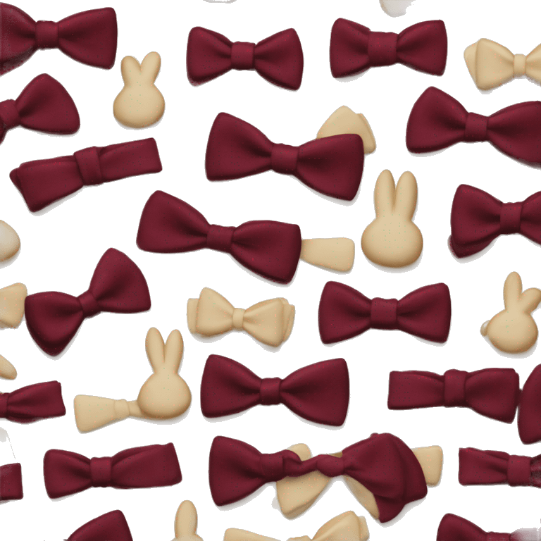 Burgundy bow tie on crème bunny emoji