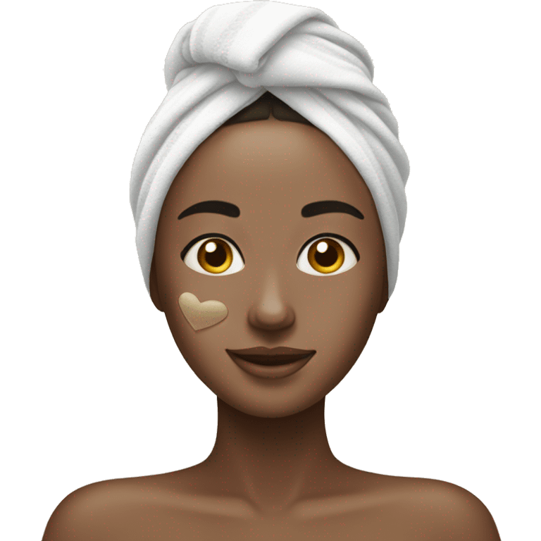 Girl with towel on and skincare face mask  emoji