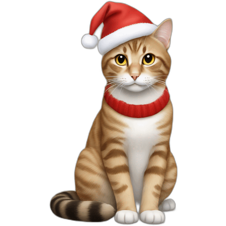 cat in Christmas hat sitting on table emoji