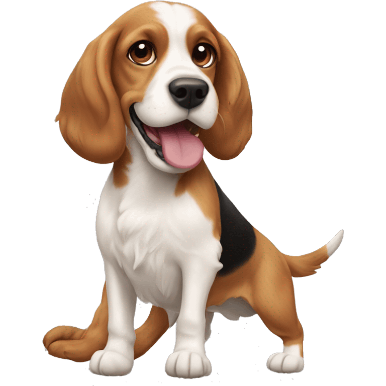 A cocker spaniel and a beagle play catch emoji