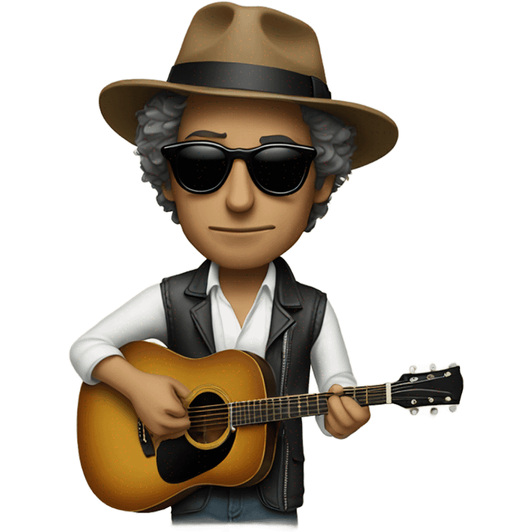 bob dylan with sunglases and guitar emoji