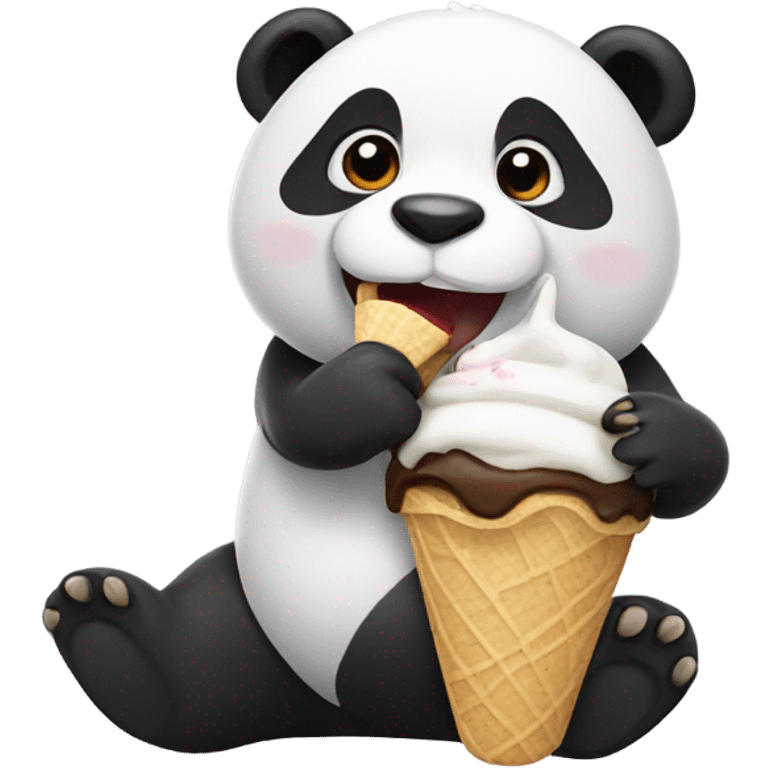 Panda eating ice cream emoji