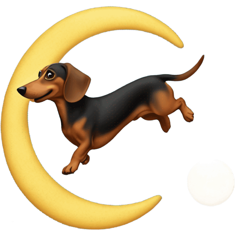 Dachshund jumping over the moon   emoji