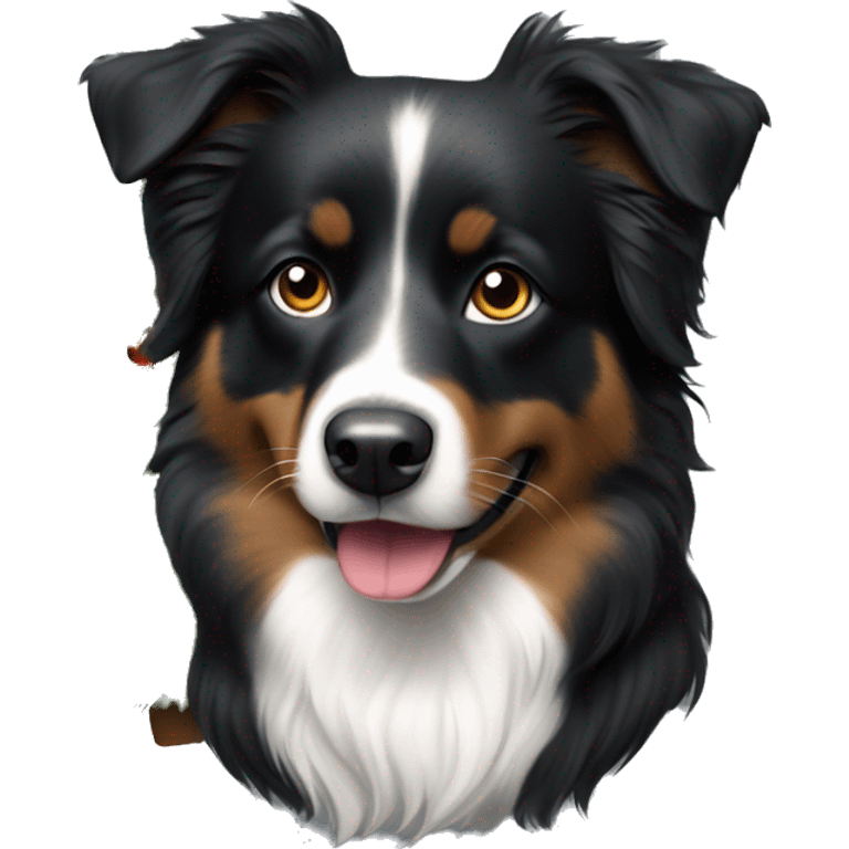 Small black australian shepherd dog Christmas tree emoji