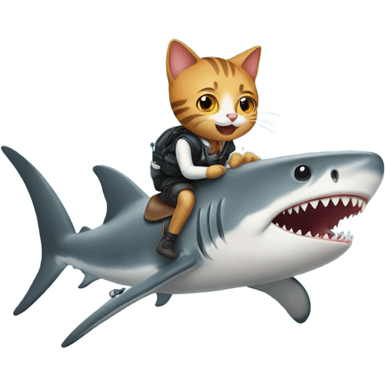 Animal cat riding a shark emoji