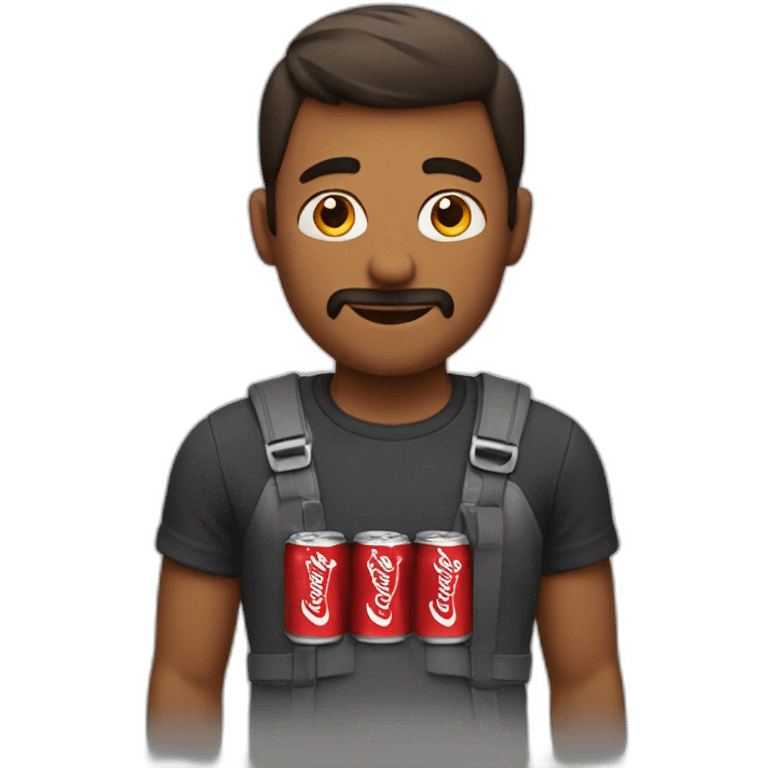 A man with 8 cans of coke emoji