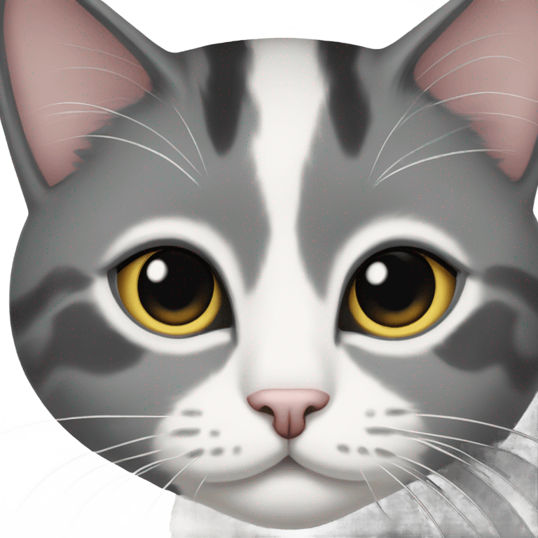 Grey and white tuxedo cat emoji