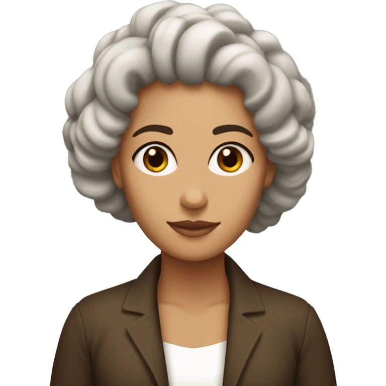 Mujer de tes blanca con rulos pelo castaño oscuro emoji