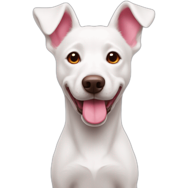 white dog with red heart nose and pink ears emoji