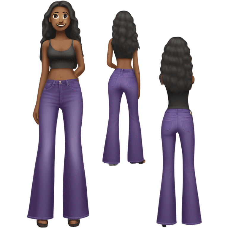 Realistic long Wide leg high waisted purple jeans, isolated emoji