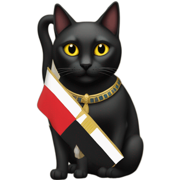 Black cat with a egyptian flag in the backround emoji