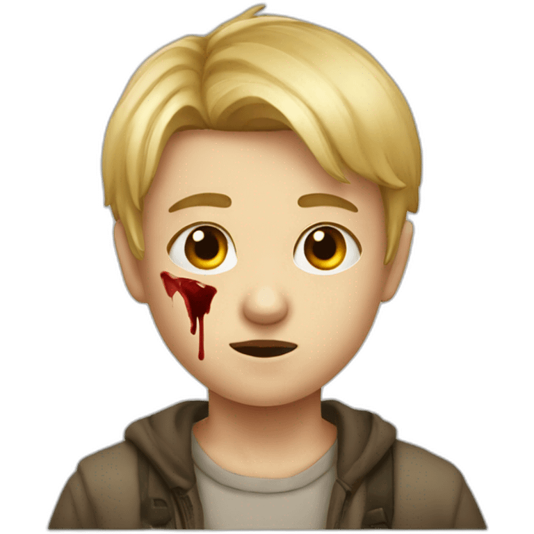 Blond boy with a blood stain on his forehead emoji