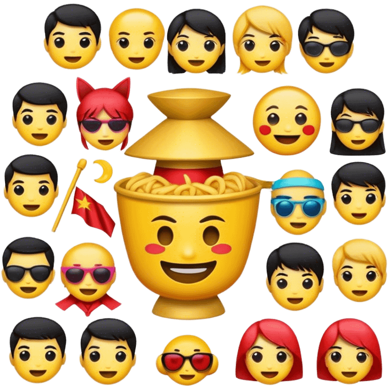 Cinematic Realistic V-pop Music Pop Culture Emoji, showcasing a modern, energetic representation of Vietnamese pop culture rendered with vivid textures and dynamic, colorful lighting. emoji