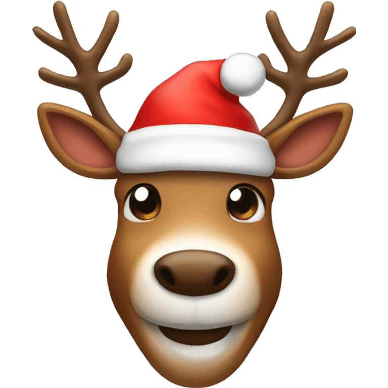 whole raindeer, smiling and with santa claus hat  emoji