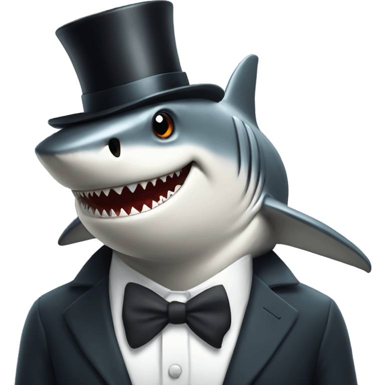 Shark with a top hat emoji