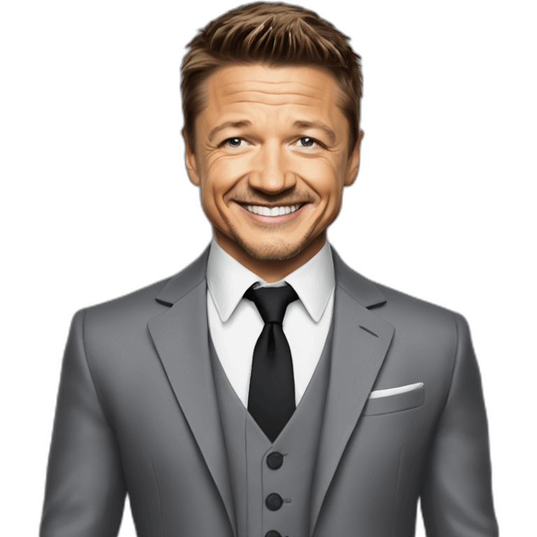 jeremy renner smiling suit emoji