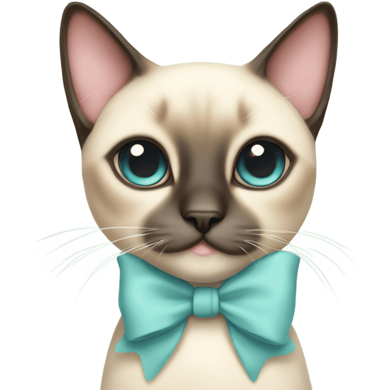 A cute Siamese cat with a bow on top and everything is done in soft pastel colors emoji