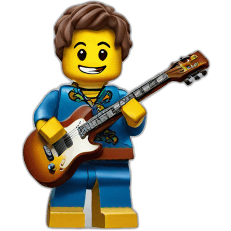 A Lego character who plays thé guitar emoji