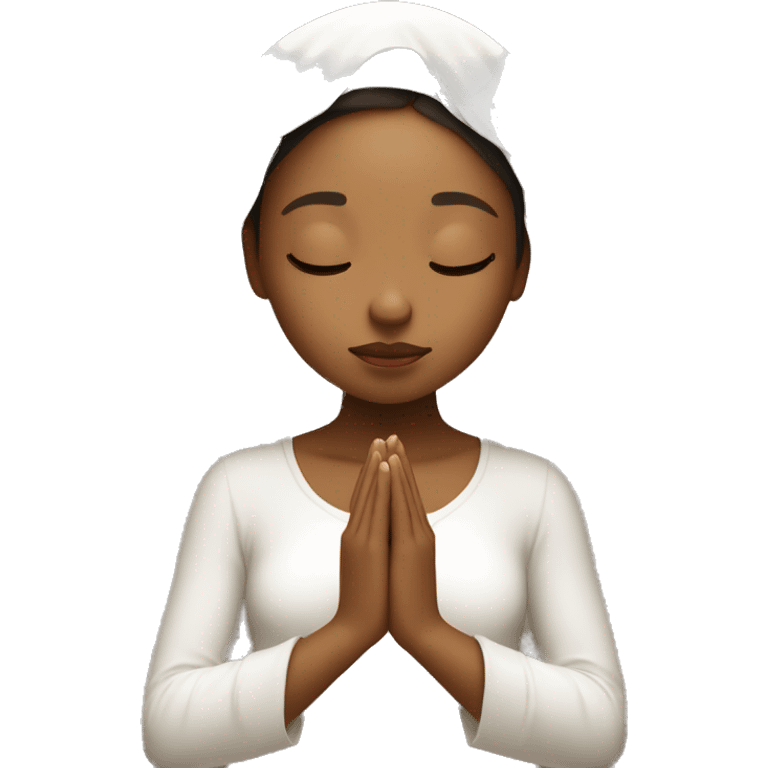 Caramel skin Girl praying for with white veil  emoji