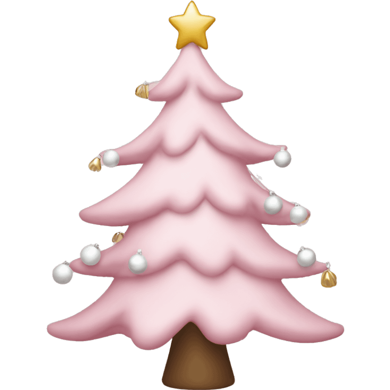 light pink decorated Christmas tree with white ornaments emoji