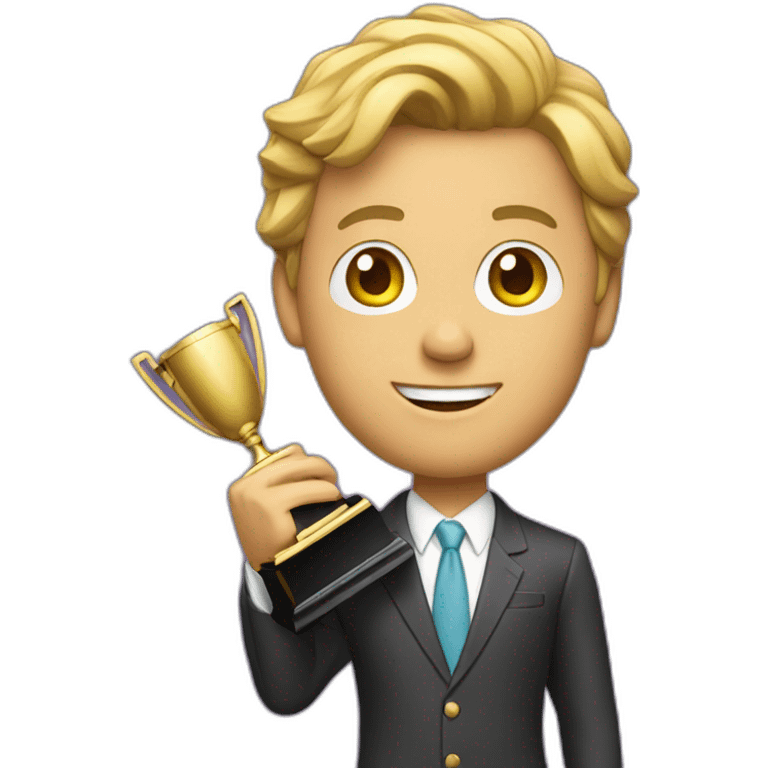 television game show host holding a trophy emoji