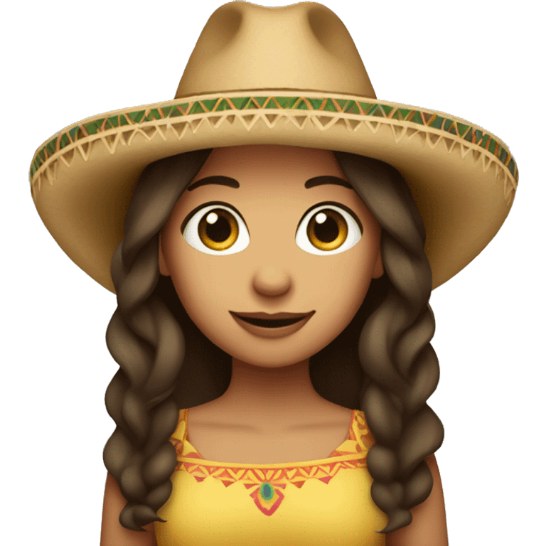 Burnette hair girl with fair skin wearing a sombrero  emoji