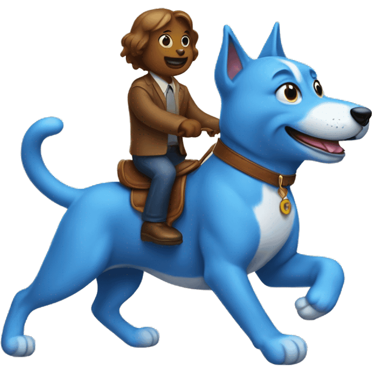 A blue cat riding dog emoji