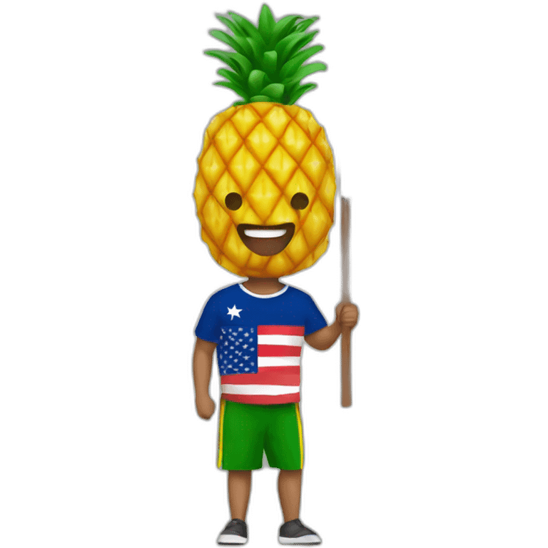 supporter who carries a flag with a pineapple on it emoji