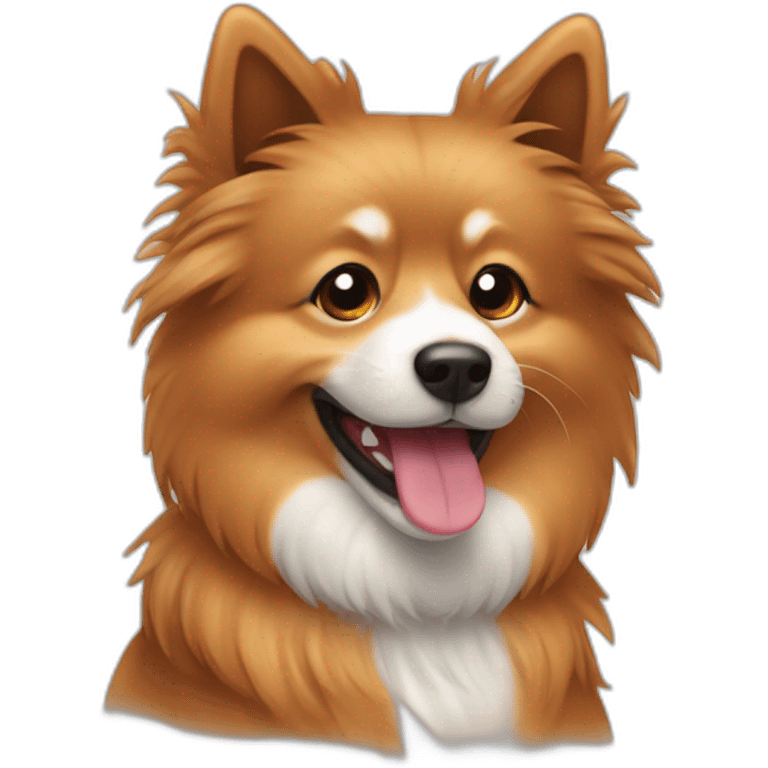 Spitz dog happy face only brown color hairy emoji