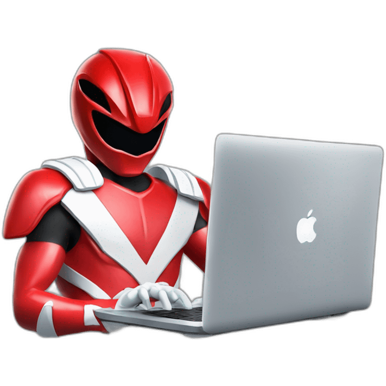 red power ranger with a laptop computer mac emoji